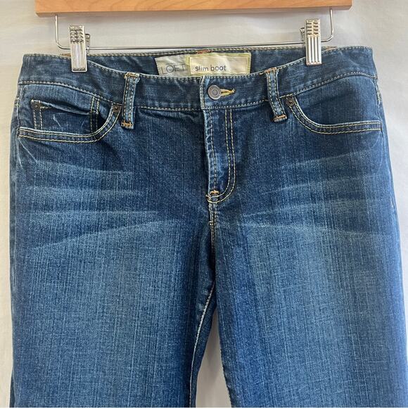 Ann Taylor Slim Boot Denim Jeans Womens Size 8 Embroidered Pockets Rodeo Barn - Picture 2 of 10